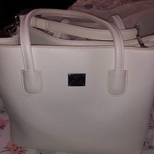 Jessica Moore White Purse Tote Bag Exquisite